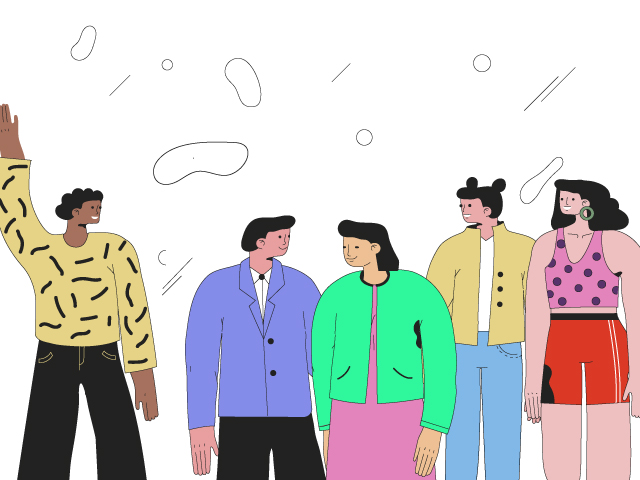 Ilustraciones de personas en grupo contentas