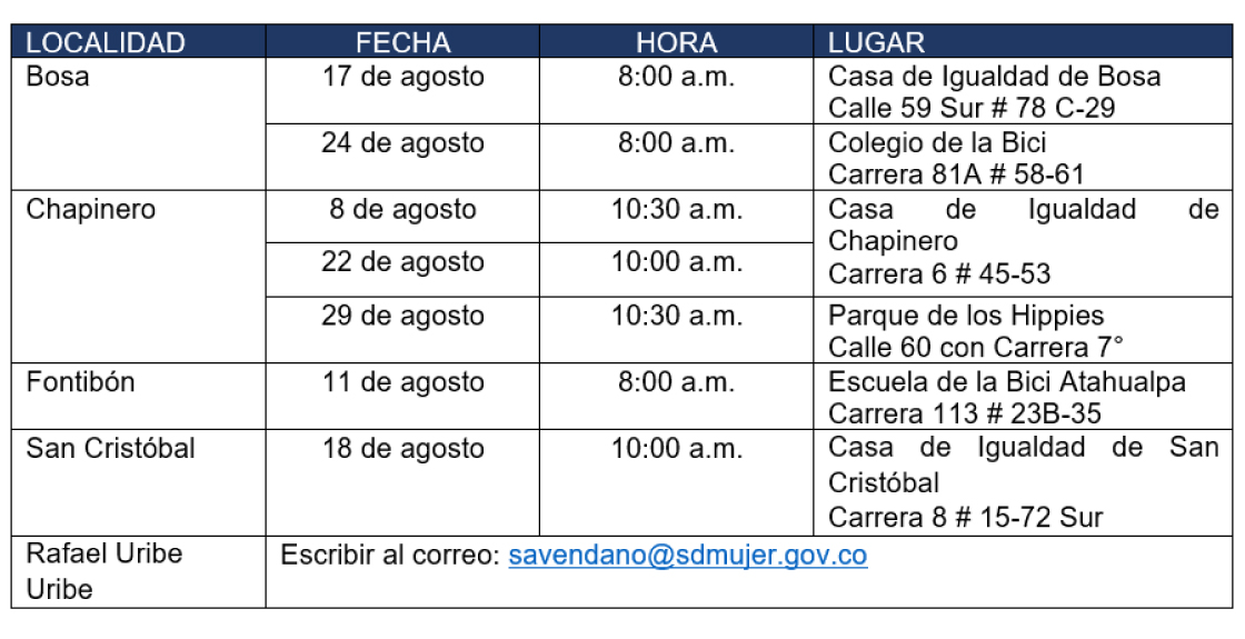 Cronograma para "Aprende a montar Bici"