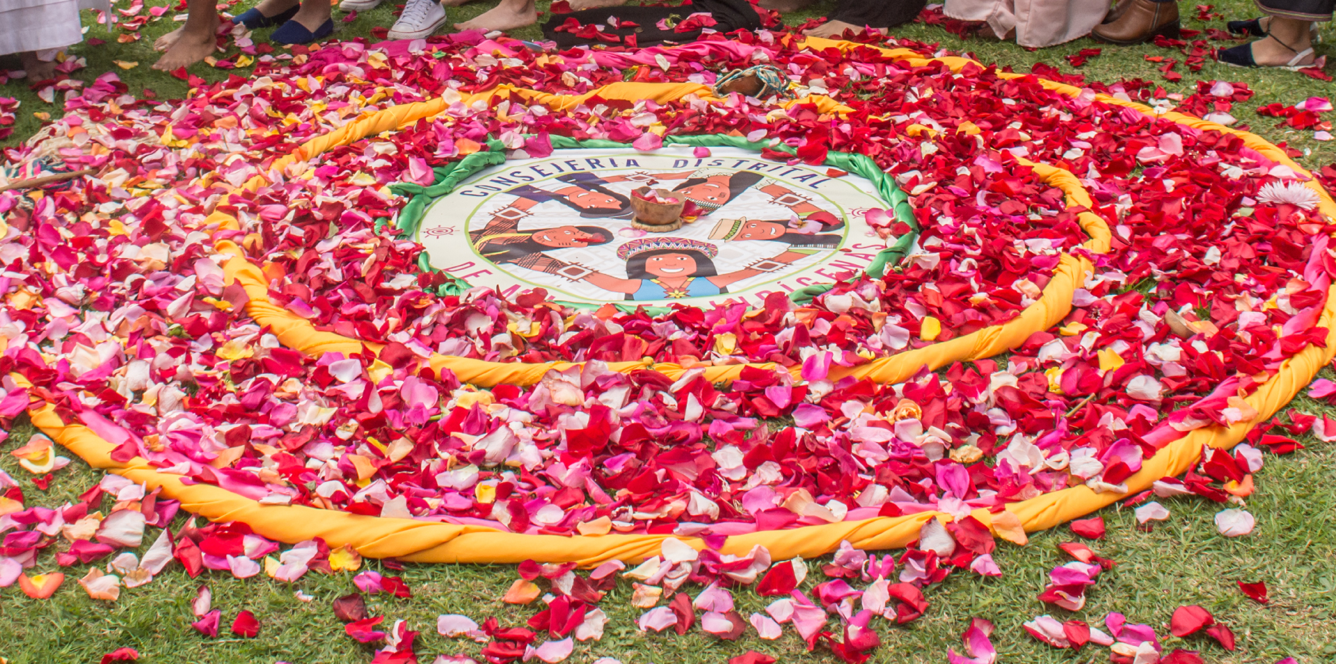 Decorado de flores en el parque