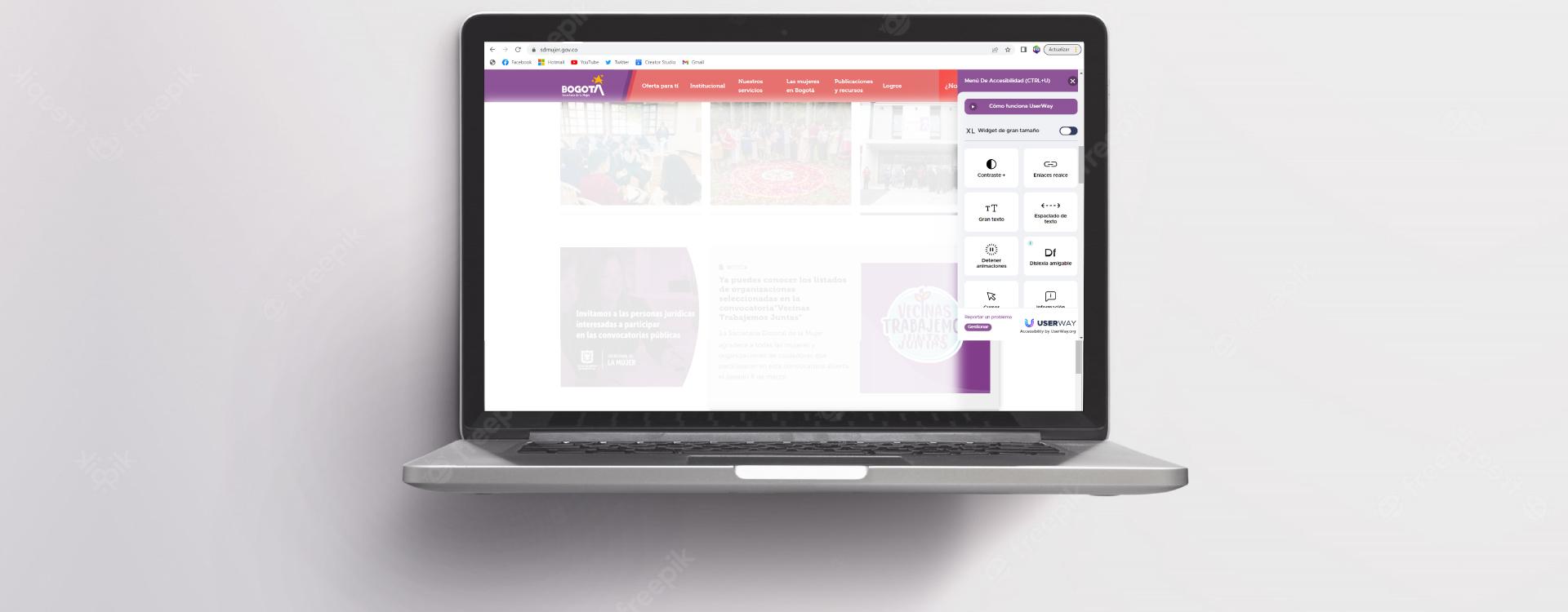 Imagen de pc con pantallazo de herramienta de accesibilidad web