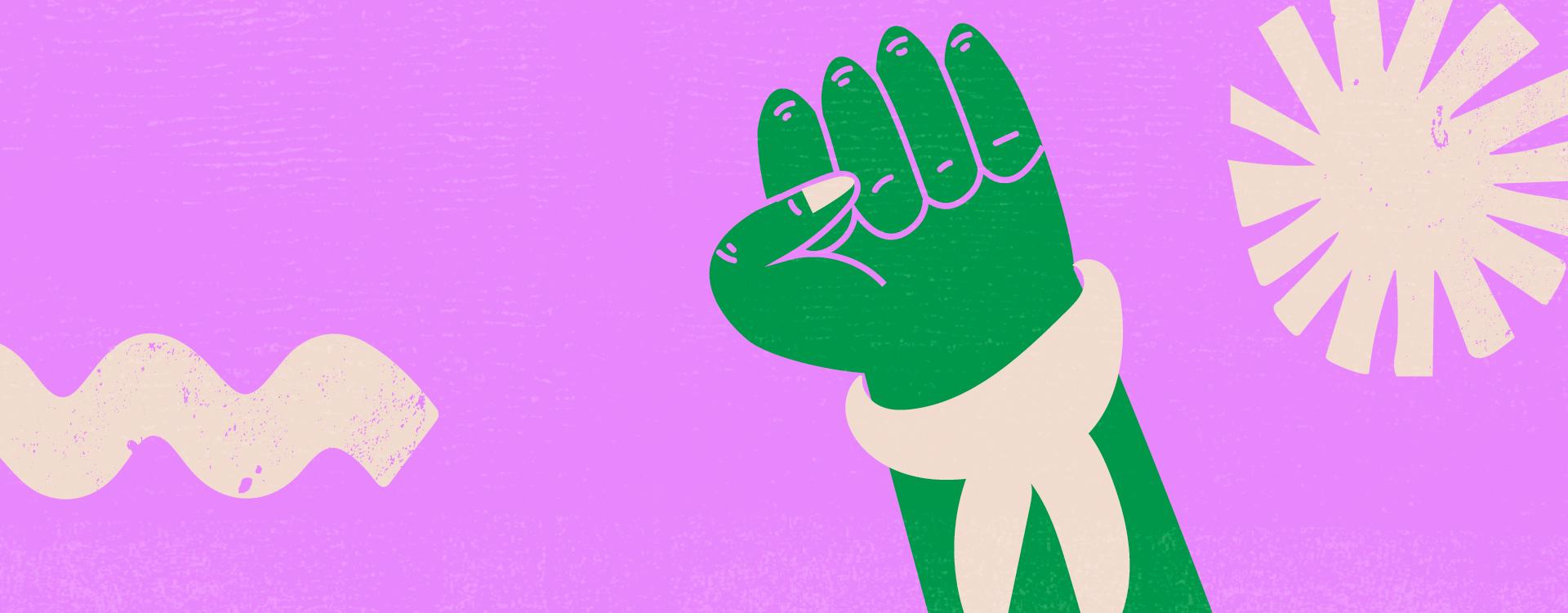 Dibujo de puño en alto de mujer