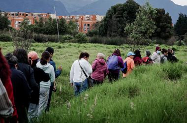 Mujeres en recorrido por humedal en Bogotá