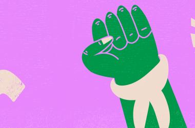 Dibujo de puño en alto de mujer